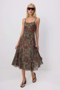 TRENDYOLMİLLA Multicolored Printed skater Cowl Neck Thin Sleeveless Sleeveless Mini Tulle Lined Knitting Dress - Image 2