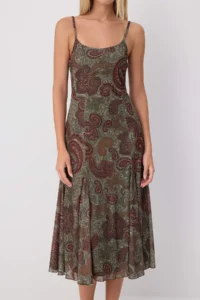 TRENDYOLMİLLA Multicolored Printed skater Cowl Neck Thin Sleeveless Sleeveless Mini Tulle Lined Knitting Dress - Image 3