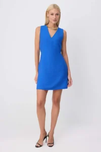 TRENDYOLMİLLA Saks BLUE A-Cut/Life Form Short / Mini Weaving Siphon Dress