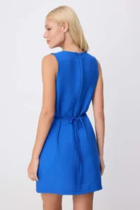 TRENDYOLMİLLA Saks BLUE A-Cut/Life Form Short / Mini Weaving Siphon Dress - Image 4