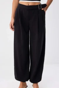 TRENDYOLMİLLA Black Modal Belt with buckle Wide Leg Wide Leg Pants - Image 3