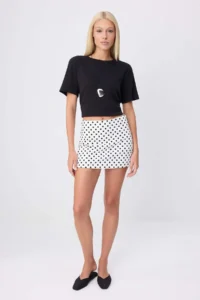 TRENDYOLMİLLA WHITE Polka Dot Mini  Shorts Skirt