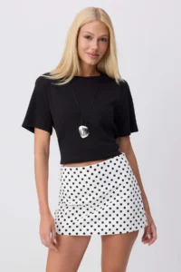 TRENDYOLMİLLA WHITE Polka Dot Mini  Shorts Skirt - Image 2