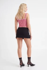 TRENDYOLMİLLA Black Plain Lacing Detailed Regular Waist Cotton Flexible Knitting Shorts Skirt - Image 4