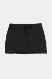 TRENDYOLMİLLA Black Plain Lacing Detailed Regular Waist Cotton Flexible Knitting Shorts Skirt - Image 5