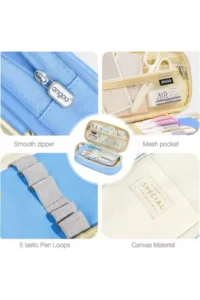QUEVİLİY Pen Holder Pencil Case multi-functional school pencil holder canvas 7 color options - Image 3