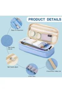QUEVİLİY Pen Holder Pencil Case multi-functional school pencil holder canvas 7 color options - Image 4