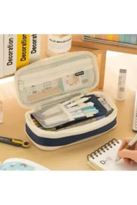 QUEVİLİY Pen Holder Pencil Case multi-functional school pencil holder canvas 7 color options - Image 2