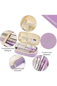 QUEVİLİY Pen Holder Pencil Case multi-functional school pencil holder canvas 7 color options - Image 2