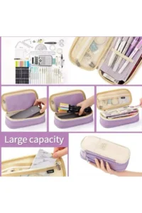 QUEVİLİY Pen Holder Pencil Case multi-functional school pencil holder canvas 7 color options - Image 3