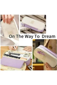 QUEVİLİY Pen Holder Pencil Case multi-functional school pencil holder canvas 7 color options - Image 4