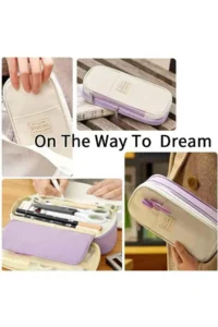 QUEVİLİY Pen Holder Pencil Case multi-functional school pencil holder canvas 7 color options - Image 5