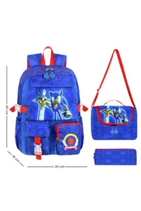 Waddell Korean Style Sonic Themed Primary School Boys Backpack, Thermal Lunch Bag and Pen Holder - Image 2