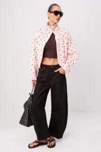 TRENDYOLMİLLA PINK Polka Dot Cotton Oversized Summer Thin Coat - Image 5