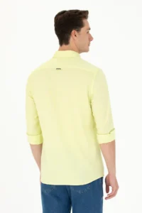 US Polo Assn. Men Neon Yellow Long Sleeve Basic Shirt - Image 5