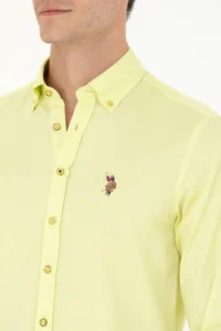 US Polo Assn. Men Neon Yellow Long Sleeve Basic Shirt - Image 7