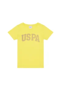 US Polo Assn. Girls' Neon Yellow Crew Neck Basic T-Shirt