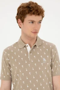 US Polo Assn. Men Regular Fit Polo Shirt Collar Light Khaki T-Shirt - Image 2