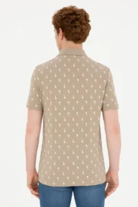 US Polo Assn. Men Regular Fit Polo Shirt Collar Light Khaki T-Shirt - Image 5