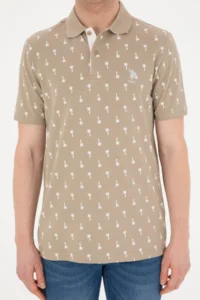 US Polo Assn. Men Regular Fit Polo Shirt Collar Light Khaki T-Shirt - Image 6