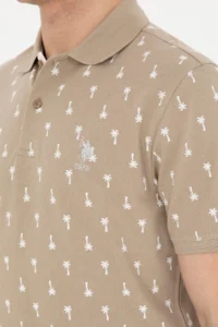 US Polo Assn. Men Regular Fit Polo Shirt Collar Light Khaki T-Shirt - Image 7