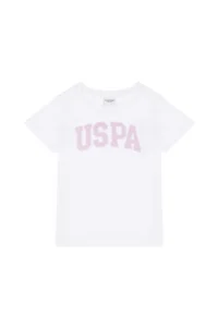 US Polo Assn. Girls' WHITE Crew Neck Basic T-Shirt - Image 2