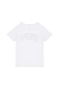 US Polo Assn. Girls' WHITE Crew Neck Basic T-Shirt - Image 3