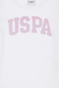 US Polo Assn. Girls' WHITE Crew Neck Basic T-Shirt - Image 4