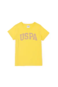US Polo Assn. Girls' Yellow Crew Neck Basic T-Shirt