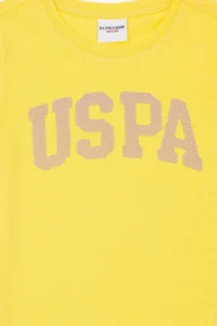 US Polo Assn. Girls' Yellow Crew Neck Basic T-Shirt - Image 3