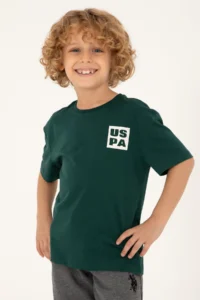 US Polo Assn. Boys' dark Green Oversized Crew Neck T-Shirt