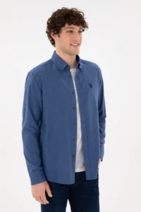 US Polo Assn. Men Indigo Long Sleeve Basic Shirt - Image 2