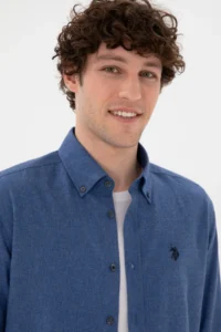US Polo Assn. Men Indigo Long Sleeve Basic Shirt - Image 3