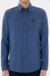US Polo Assn. Men Indigo Long Sleeve Basic Shirt - Image 7
