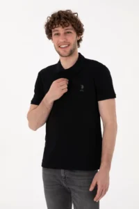 US Polo Assn. Men slim Fit Polo Shirt Collar Black Basic T-Shirt - Image 3