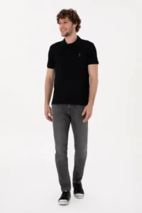US Polo Assn. Men slim Fit Polo Shirt Collar Black Basic T-Shirt - Image 4
