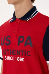 US Polo Assn. Men Regular Fit Red Polo Shirt Collar T-Shirt - Image 7