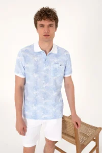 US Polo Assn. Men Regular Fit Polo Shirt Collar Light BLUE T-Shirt - Image 3
