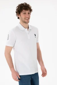 US Polo Assn. Men slim Fit Polo Shirt Collar WHITE Basic T-Shirt - Image 2
