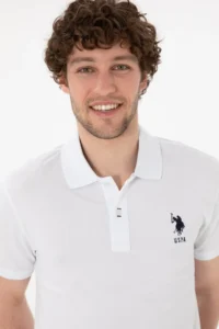 US Polo Assn. Men slim Fit Polo Shirt Collar WHITE Basic T-Shirt - Image 3