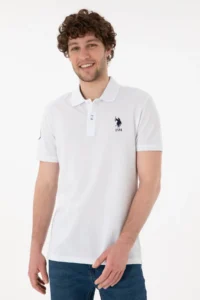 US Polo Assn. Men slim Fit Polo Shirt Collar WHITE Basic T-Shirt - Image 4