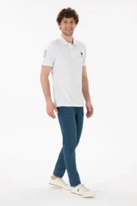 US Polo Assn. Men slim Fit Polo Shirt Collar WHITE Basic T-Shirt - Image 5