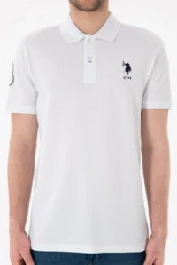 US Polo Assn. Men slim Fit Polo Shirt Collar WHITE Basic T-Shirt - Image 7