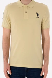 US Polo Assn. Men slim Fit Polo Shirt Collar Light Khaki Basic T-Shirt - Image 7