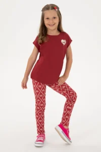 US Polo Assn. Girls' Cherry Crew Neck Cotton Plain T-Shirt