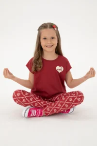 US Polo Assn. Girls' Cherry Crew Neck Cotton Plain T-Shirt - Image 2