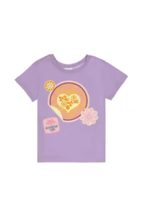 US Polo Assn. Girls' Lilac Crew Neck Printed Cotton T-Shirt - Image 3