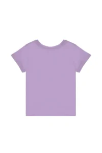 US Polo Assn. Girls' Lilac Crew Neck Printed Cotton T-Shirt - Image 4