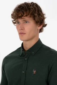 US Polo Assn. Men dark Green Long Sleeve Basic Shirt - Image 2