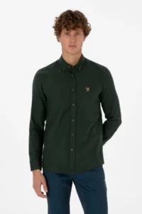 US Polo Assn. Men dark Green Long Sleeve Basic Shirt - Image 3